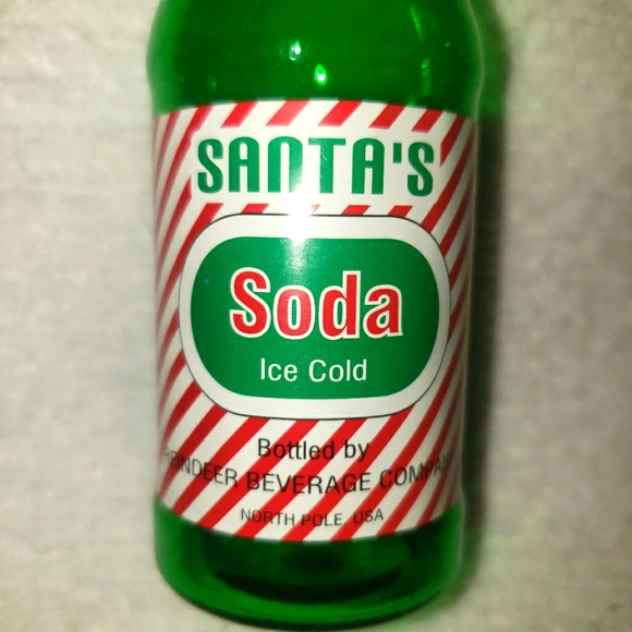 Vtg 1992 Christmas Ornament 4 Santa's Soda Green Bottles NWT Made For Dillard's - Picture 3 of 7